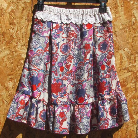 New Handcrafted Retro Boho Mini Skirt XS Festival Hippie Cottagecore Upcycled - Picture 2 of 4